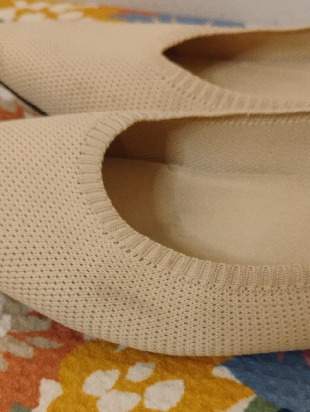 VIVAIA Women's Beige Pointed Knit Ballet Flats - Comfortable Slip-On Size 6.5 - Picture 7 of 8